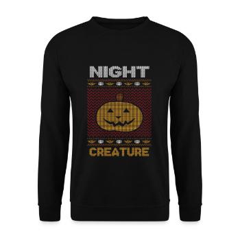 Stitch Pattern Pumpkin Night Creature Halloween - Unisex Sweatshirt - black - Front - Alina (178cm) & Michal (187cm)