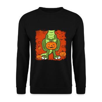 Animal Dinosaur Pumpkin Costume For Halloween - Unisex Sweatshirt - black - Front - Alina (178cm) & Michal (187cm)