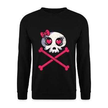 Bone Skeleton Face Horror Scary Halloween - Unisex Pullover - Schwarz - Vorne - Alina (178cm) & Michal (187cm)