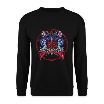 Pentagramme Diable Démon Rétro Horreur Effrayant Halloween - Sweat-shirt Unisexe - noir - Devant - Alina (178cm) & Michal (187cm)