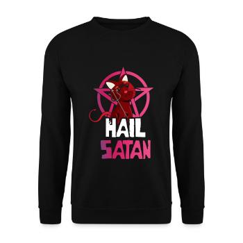 Cute Cat Devil Satan Horror Scary Halloween - Unisex Sweatshirt - black - Front - Alina (178cm) & Michal (187cm)