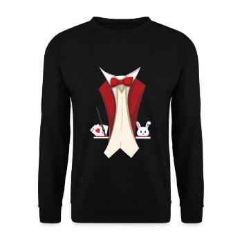 Funny Magician Magic Costume For Halloween - Unisex Pullover - Schwarz - Vorne - Alina (178cm) & Michal (187cm)
