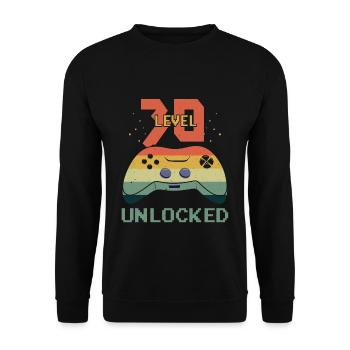 Vintage Video Game Lover Age 30 Level Unlocked - Unisex Pullover - Schwarz - Vorne - Alina (178cm) & Michal (187cm)