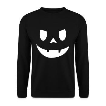 Cute Pumpkin Face Horror Scary Halloween - Unisex Pullover - Schwarz - Vorne - Alina (178cm) & Michal (187cm)