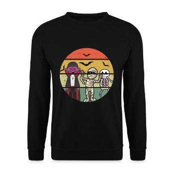 Vintage Vampire Skeleton Horror Scary Halloween - Unisex Pullover - Schwarz - Vorne - Alina (178cm) & Michal (187cm)