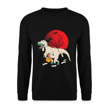 Dinosaur Horror Scary Halloween - Unisex Pullover - Schwarz - Vorne - Alina (178cm) & Michal (187cm)