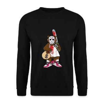Horror Movie Character Monster Bear Halloween - Unisex Pullover - Schwarz - Vorne - Alina (178cm) & Michal (187cm)