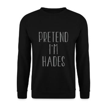 Funny Pretend I'm Hades Costume For Halloween - Unisex Sweatshirt - black - Front - Alina (178cm) & Michal (187cm)