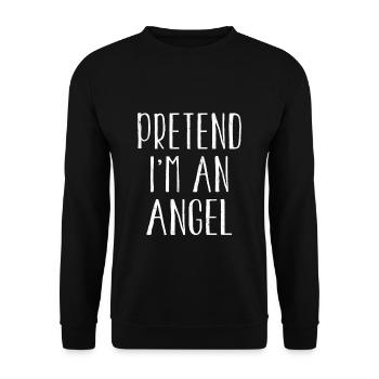 Drôle de faire semblant que je suis un costume d’ange pour Halloween - Sweat-shirt Unisexe - noir - Devant - Alina (178cm) & Michal (187cm)