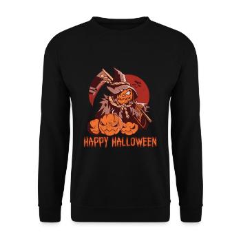 Horreur Scythe Witch Pumpkin Joyeux Halloween - Sweat-shirt Unisexe - noir - Devant - Alina (178cm) & Michal (187cm)