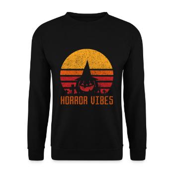 Horror Vibes Retro Vintage Pumpkin Halloween - Unisex Sweatshirt - black - Front - Alina (178cm) & Michal (187cm)