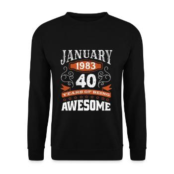 Vintage January 1983 40 Year Old Birth Awesome - Unisex Pullover - Schwarz - Vorne - Alina (178cm) & Michal (187cm)