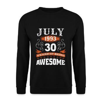 Vintage July 1993 30 Year Old Birth Awesome - Unisex Pullover - Schwarz - Vorne - Alina (178cm) & Michal (187cm)