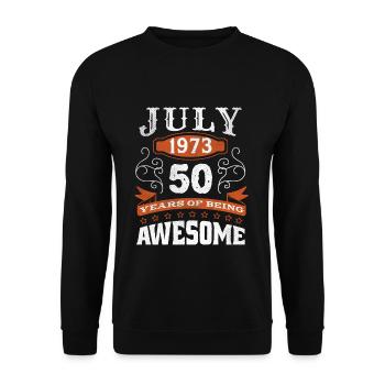 Vintage July 1973 50 Year Old Birth Awesome - Unisex Pullover - Schwarz - Vorne - Alina (178cm) & Michal (187cm)