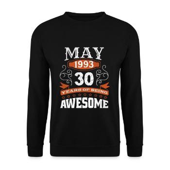 Vintage May 1993 30 Year Old Birth Awesome - Unisex Pullover - Schwarz - Vorne - Alina (178cm) & Michal (187cm)