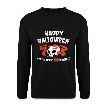 Scary Horror Age 10 Year Old Birth Born Halloween - Unisex Pullover - Schwarz - Vorne - Alina (178cm) & Michal (187cm)