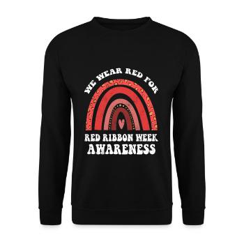 Rainbow Ribbon Week October Wear Red - Unisex Pullover - Schwarz - Vorne - Alina (178cm) & Michal (187cm)