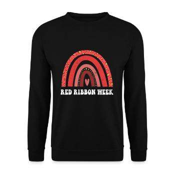 Rainbow Ribbon Week October Red - Unisex Pullover - Schwarz - Vorne - Alina (178cm) & Michal (187cm)