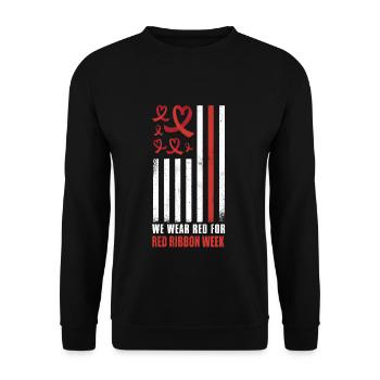 Red Flag Ribbon Heart Week Awareness Wear Red - Unisex Pullover - Schwarz - Vorne - Alina (178cm) & Michal (187cm)