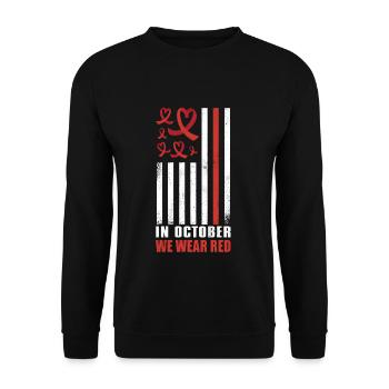Red Flag Ribbon Heart Week In October Wear Red - Unisex Pullover - Schwarz - Vorne - Alina (178cm) & Michal (187cm)