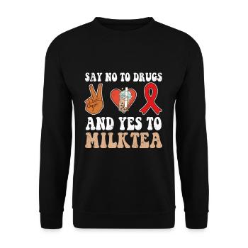 Peace Ribbon Week Awareness Yes Milktea Wear Red - Unisex Pullover - Schwarz - Vorne - Alina (178cm) & Michal (187cm)