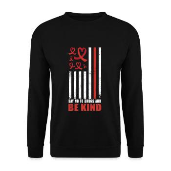 Red Flag Ribbon Heart Week In October Kind Red - Unisex Pullover - Schwarz - Vorne - Alina (178cm) & Michal (187cm)