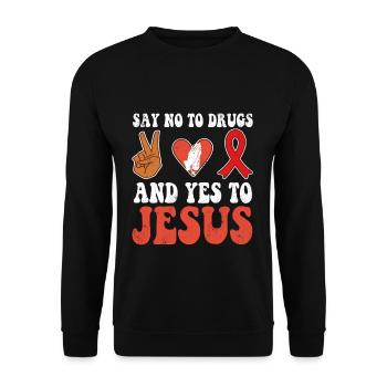 Peace Ribbon Week Awareness Yes Jesus Wear Red - Unisex Pullover - Schwarz - Vorne - Alina (178cm) & Michal (187cm)