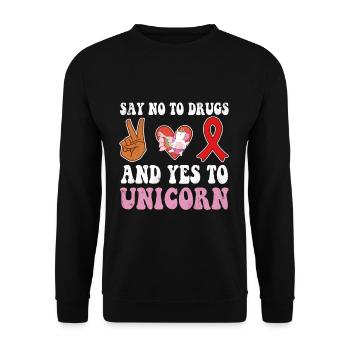 Peace Ribbon Week Awareness Yes Unicorn Wear Red - Unisex Pullover - Schwarz - Vorne - Alina (178cm) & Michal (187cm)