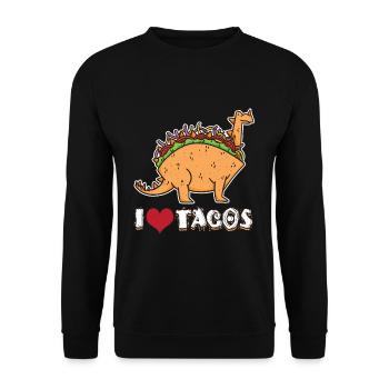 Love Tacos Cute Kawaii Dinosaur Animal Taco - Unisex Pullover - Schwarz - Vorne - Alina (178cm) & Michal (187cm)