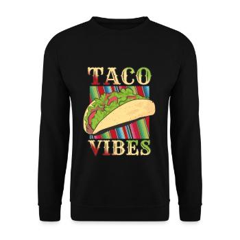 Retro Vintage Mexican Food Taco Vibes - Unisex Pullover - Schwarz - Vorne - Alina (178cm) & Michal (187cm)