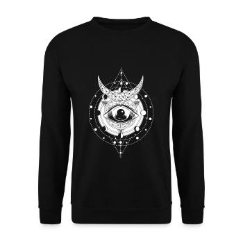 Seeing Eye Occult Satanic Gothic Halloween - Unisex Pullover - Schwarz - Vorne - Alina (178cm) & Michal (187cm)