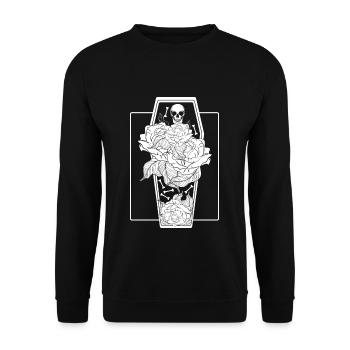 Floral Skeleton Occult Gothic Halloween - Unisex Pullover - Schwarz - Vorne - Alina (178cm) & Michal (187cm)