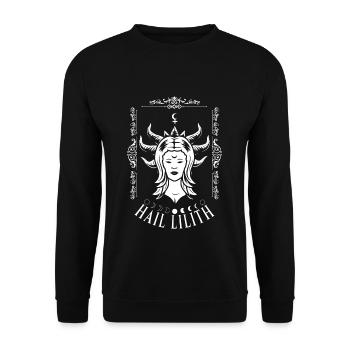 Lilith Hail Occult Satanic Gothic Halloween - Unisex Pullover - Schwarz - Vorne - Alina (178cm) & Michal (187cm)