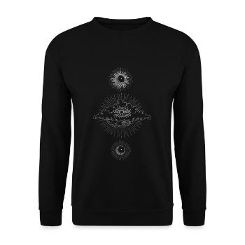 Eye And Moon Goth Occult Satanic Gothic Halloween - Unisex Pullover - Schwarz - Vorne - Alina (178cm) & Michal (187cm)