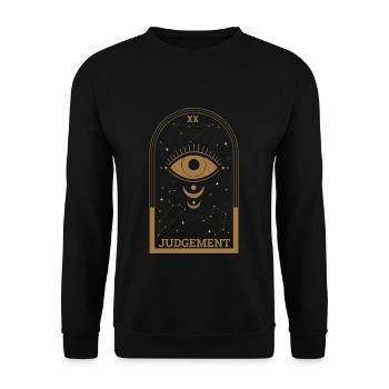 Judgement Eye Skeleton Tarot Card Halloween - Unisex Pullover - Schwarz - Vorne - Alina (178cm) & Michal (187cm)
