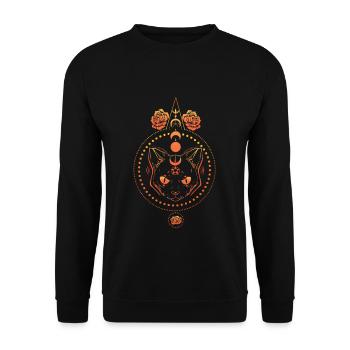 Pentagram Occult Satanic Gothic Cat Halloween - Unisex Pullover - Schwarz - Vorne - Alina (178cm) & Michal (187cm)