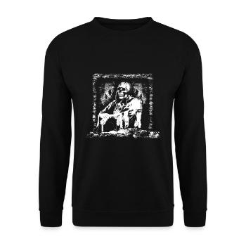 Occult Satanic Priest Creepy Gothic Halloween - Unisex Pullover - Schwarz - Vorne - Alina (178cm) & Michal (187cm)