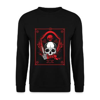 Occult Vintage Tarot Bone Creepy Halloween - Unisex Pullover - Schwarz - Vorne - Alina (178cm) & Michal (187cm)
