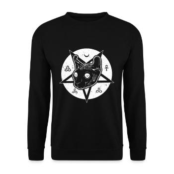 Pentagram Sphynx Cat Black Tarot Gothic Halloween - Unisex Pullover - Schwarz - Vorne - Alina (178cm) & Michal (187cm)