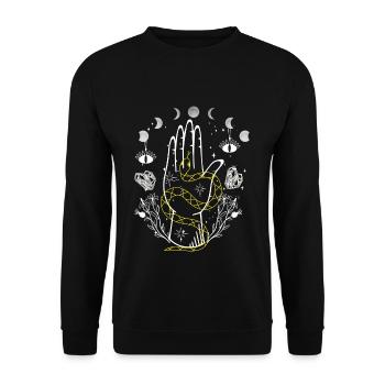 Occult Vintage Tarot Witch Goblincore Halloween - Unisex Pullover - Schwarz - Vorne - Alina (178cm) & Michal (187cm)