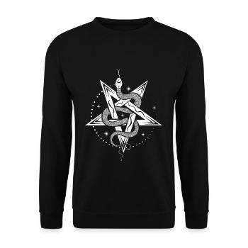 Occult Vintage Tarot Snake Pentagram Halloween - Unisex Pullover - Schwarz - Vorne - Alina (178cm) & Michal (187cm)