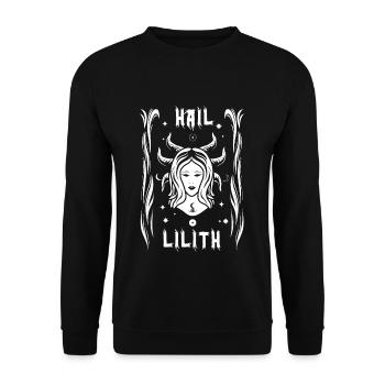 Hail Lilith Occult Satanic Gothic Halloween - Unisex Pullover - Schwarz - Vorne - Alina (178cm) & Michal (187cm)