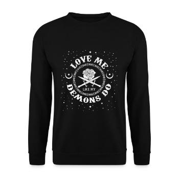 Love Me Pagan Occult Satanic Gothic Halloween - Unisex Pullover - Schwarz - Vorne - Alina (178cm) & Michal (187cm)