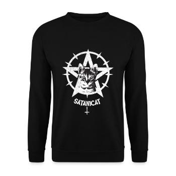 Pentagram Cat Occult Satanic Gothic Halloween - Unisex Sweatshirt - black - Front - Alina (178cm) & Michal (187cm)