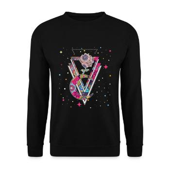 Occult Vintage Rose Moon Gothic Halloween - Unisex Pullover - Schwarz - Vorne - Alina (178cm) & Michal (187cm)