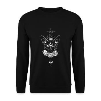 Pentagram Cat Moon Occult Satanic Gothic Halloween - Unisex Pullover - Schwarz - Vorne - Alina (178cm) & Michal (187cm)