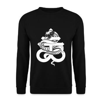 Occult Satanic Snake Creepy Gothic Halloween - Unisex Pullover - Schwarz - Vorne - Alina (178cm) & Michal (187cm)