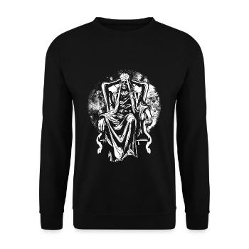 Occult Satanic Priest Evil Creepy Gothic Halloween - Unisex Pullover - Schwarz - Vorne - Alina (178cm) & Michal (187cm)