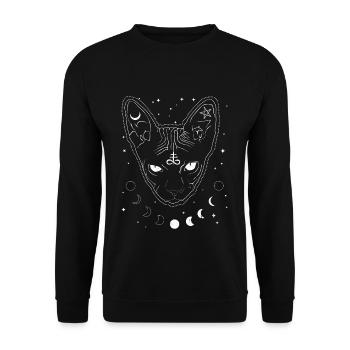 Sphynx Cat Black Tarot Gothic Halloween - Unisex Pullover - Schwarz - Vorne - Alina (178cm) & Michal (187cm)