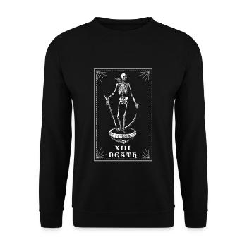 Bone Skeleton Tarot Card Halloween - Unisex Pullover - Schwarz - Vorne - Alina (178cm) & Michal (187cm)